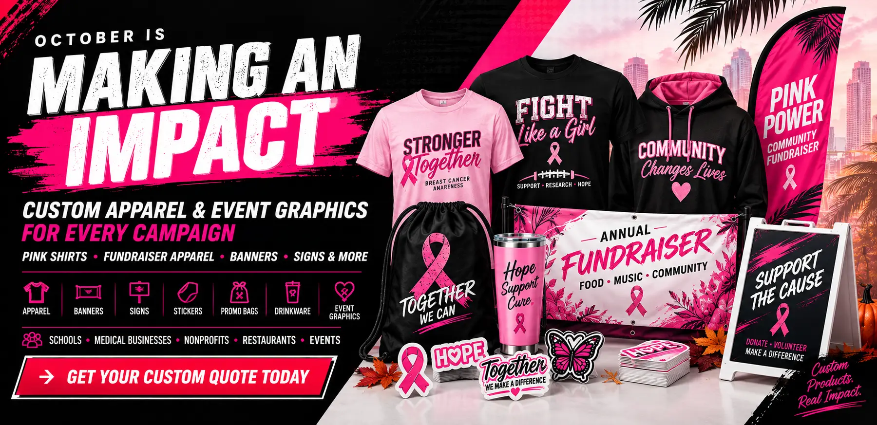 Breast Cancer Awareness, Halloween, Homecoming, football, fall festivals